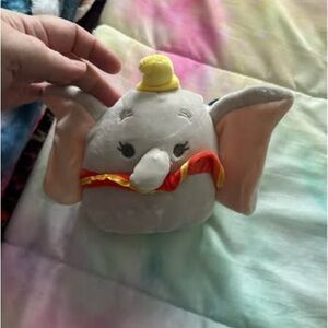 Gray Dumbo Elephant Plush with Yellow Hat and Red Scarf - Brand